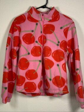 Better Unsaid Pink Cherry-Print Fleece Jacket